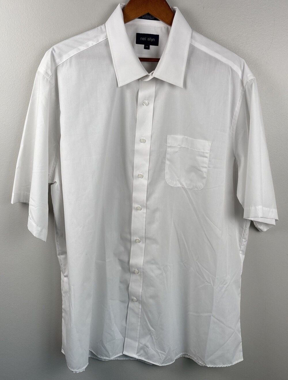 New NEIL ALLYN Career Shirt Crisp White Poly Cotton Button Down Short Sleeve 2XL